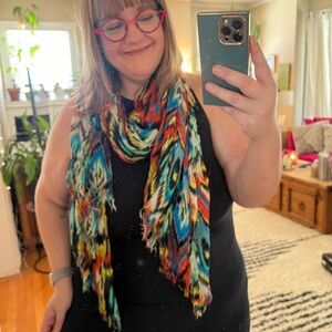 Urban Outfitters Ecote vibrant scarf slight ikat design with fringe